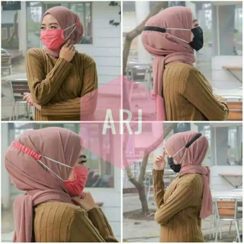 masker tali kerut/masker hijab brokat 3 fly/masker hijab