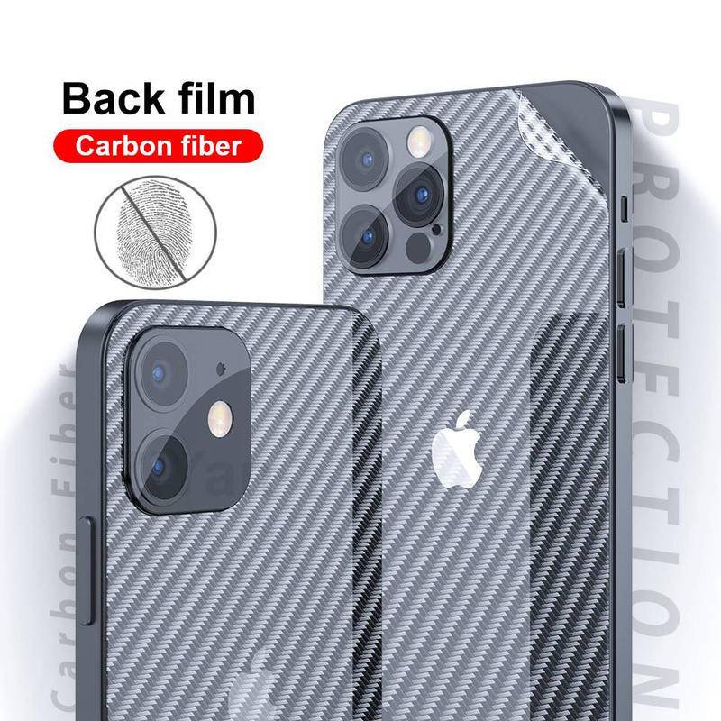 Stiker Pelindung Layar Anti Sidik Jari Bahan Carbon Fiber Untuk Iphone 11 12 Pro Max Mini 7 8 Plus X Xs Max Xr Se 2020