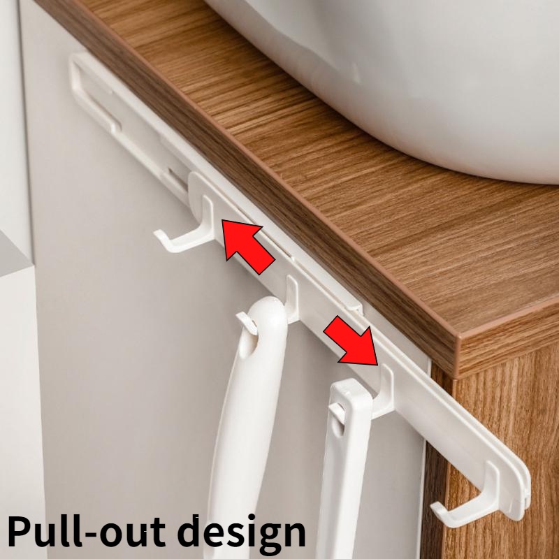 Telescopic Creative Nail-Free Space Saving Wall Hanging Storage Hooks / Home Multi-Functional Four Rows Seamless Strong Pullable Gap Wall Racks