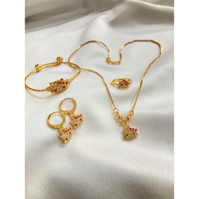 kalung set anak hellokitty permata emas suping