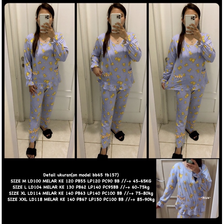 BAJU TIDUR LENGAN PANJANG LEISURE VOGUE DLL KOREA IMPORT CINA WANITA KADO PP PIYAMA REMAJA DEWASA-PPO-002 PURPLE TDY/M