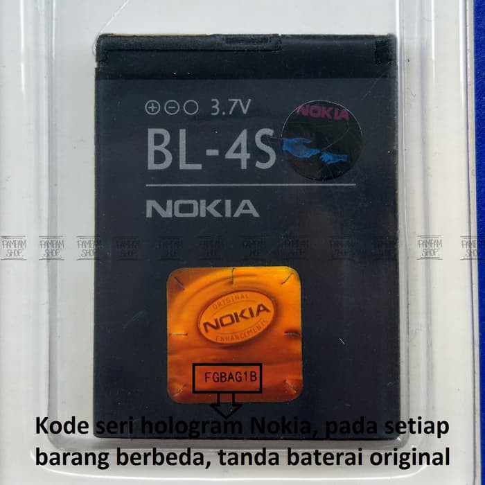 BARU  Baterai Nokia 2680 Slide BL4S BL-4S Original OEM | Batre Batrai Jadul