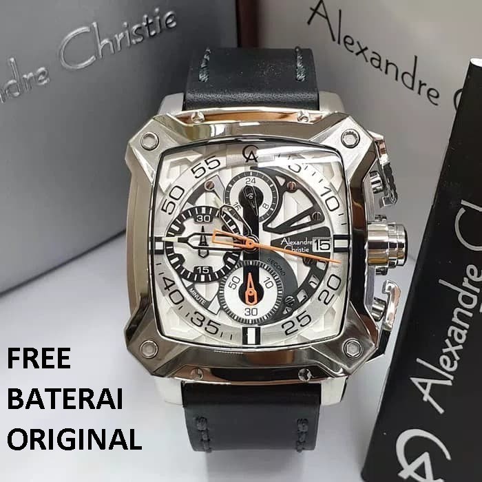 ALEXANDRE CHRISTIE AC 3038 AC3038 PRIA SILVER WHITE LEATHER BLACK ORIGINAL