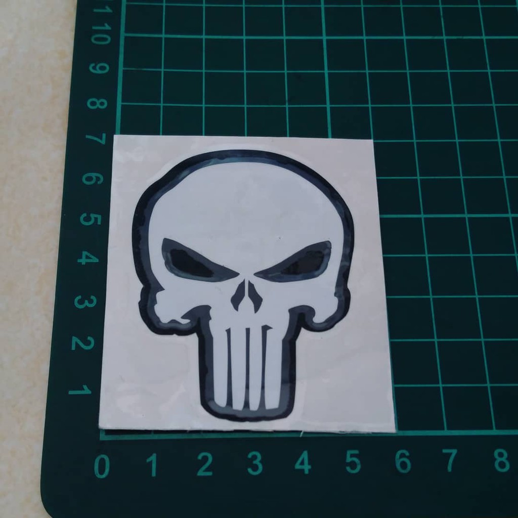 

Cutting Sticker PUNISHER putih 5x6cm