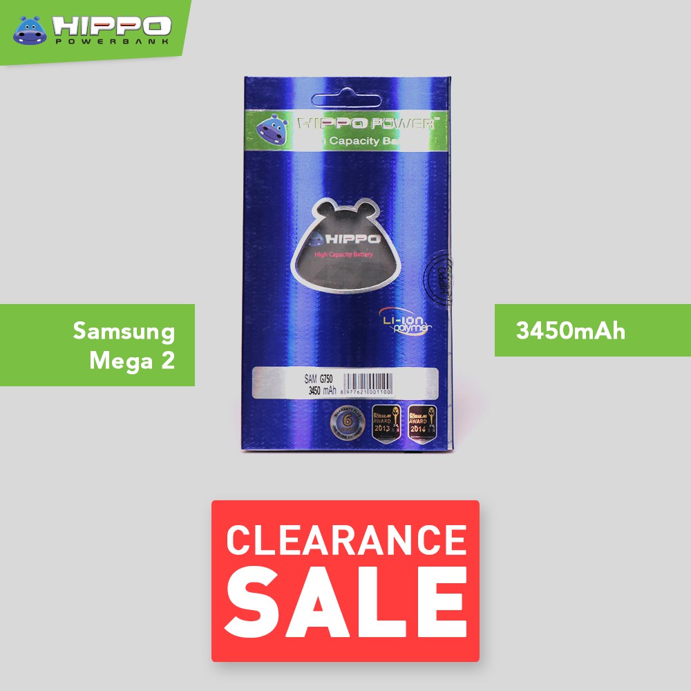 Baterai Hippo Samsung Galaxy Mega 5.8 i9152 3200 mAh Mega 2 G750 3450 mAh Garansi Resmi