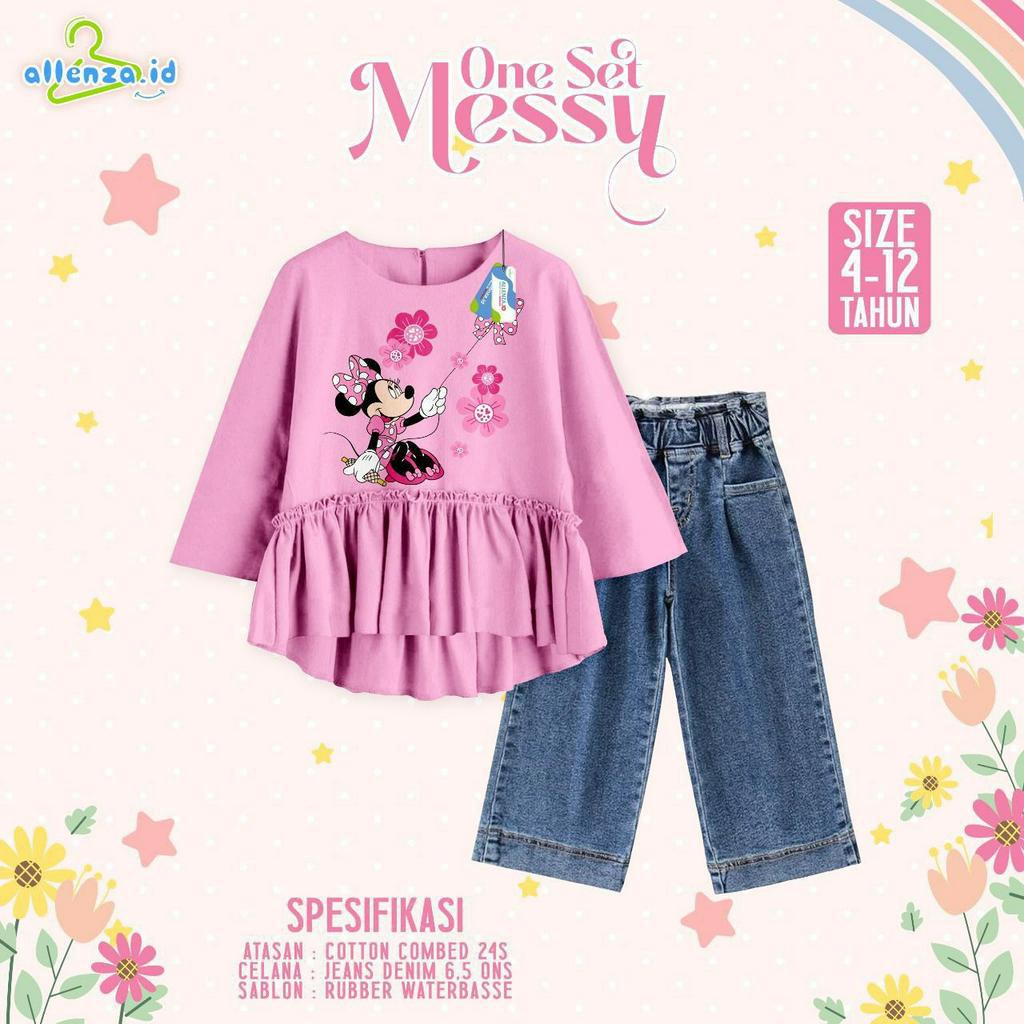 AfsheenaStore One Set Messy By Allenza/ Setelan anak Perempuan