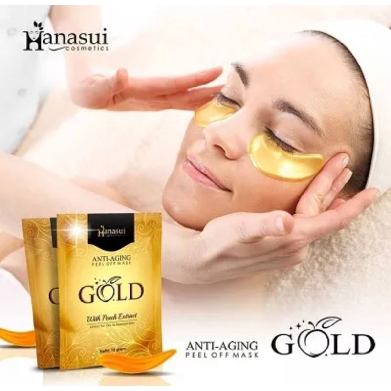 Hanasui GOLD Anti Aging Peel Off Mask Peach Extract Oily to Normal skin sachet masker emas mencerahkan