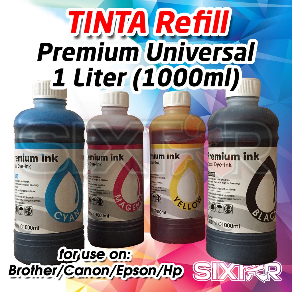 PROMO Tinta refill ink isi ulang Literan Printer Epson / Canon / HP 1000ml / 1 liter Kompatibel Pengganti Original