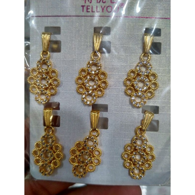Liontin batu permata mata satu xuping 1pcs, bahan lapis emas gold