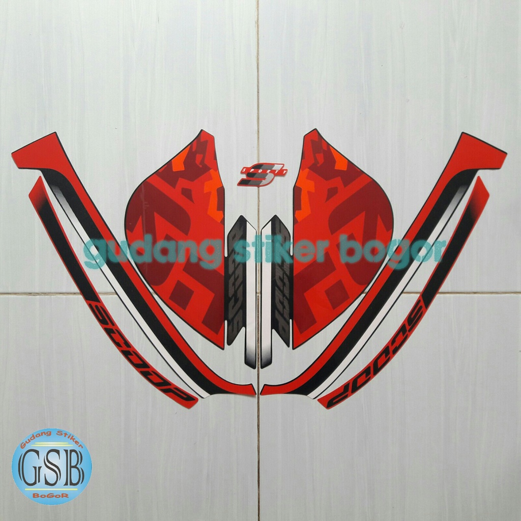 stiker striping motor new scoopy sporty 2020 hitam-merah