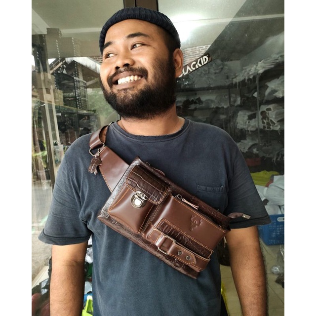 Tas Waistbag 100% Kulit Sapi Asli WR.Leather