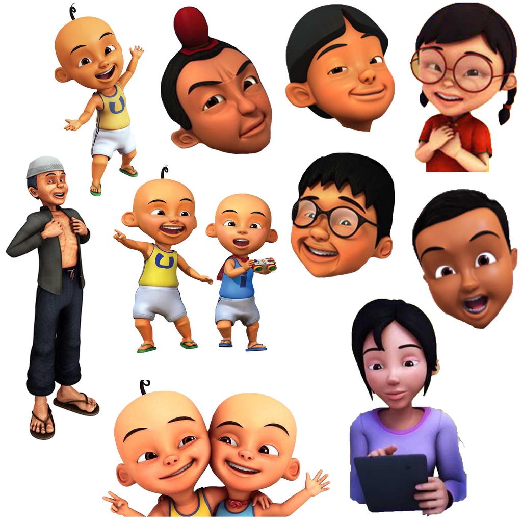 Stiker Upin Ipin Sticker Pack Jarjit Mail Mei Ehsan Kak Ros Ihsan