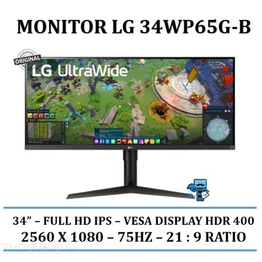 Monitor LG 34WP65G-B UltraWide Full HD IPS dengan HDR10