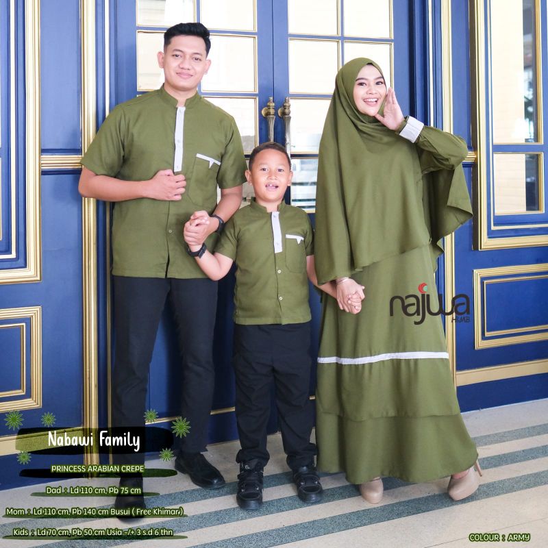 NABAWI SET FAMILY MUSLIM COUPLE BY ORI NAJWA Arabian Crepe Murah Terbaru Lebaran 2022