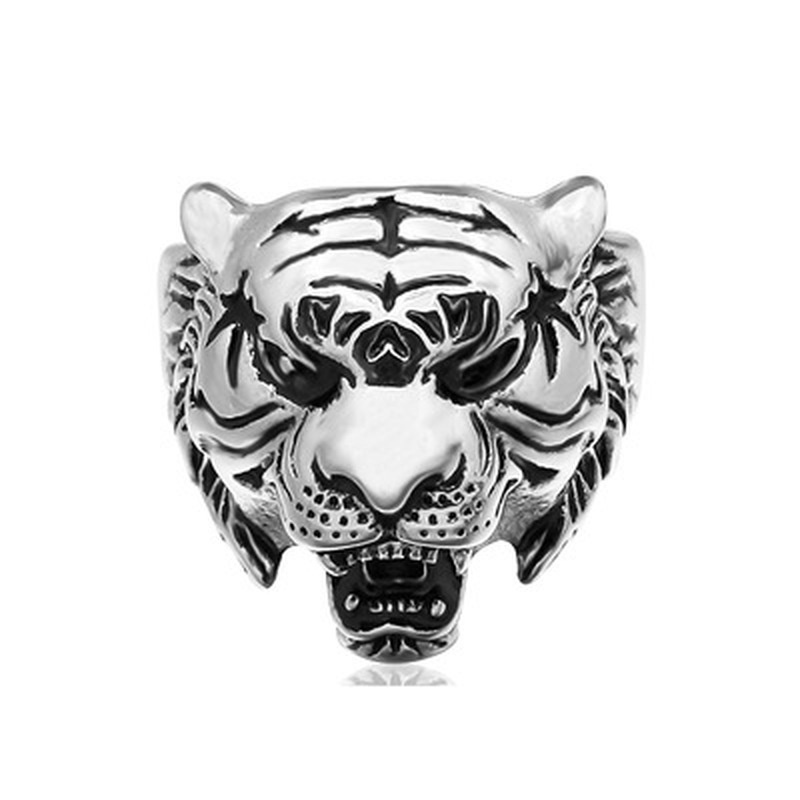 Cincin Desain Hewan Harimau Gaya Punk Untuk Pria Dan Wanita