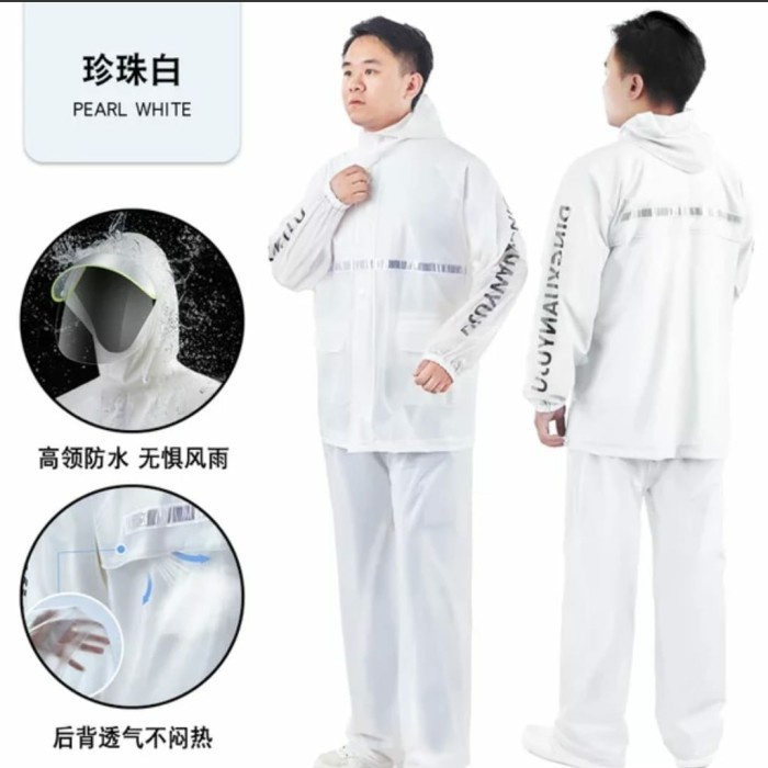 jas hujan import XXL putih - jaket hujan XXL putih - mantel import XXL