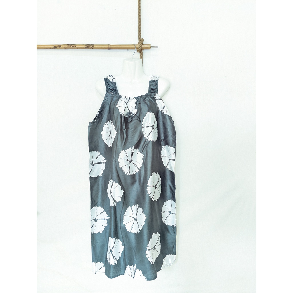 Daster Yukensi Jumbo LD 120 Baju Tidur Tanpa Lengan Tali Satu Kimono Sleepwear-shibori grey