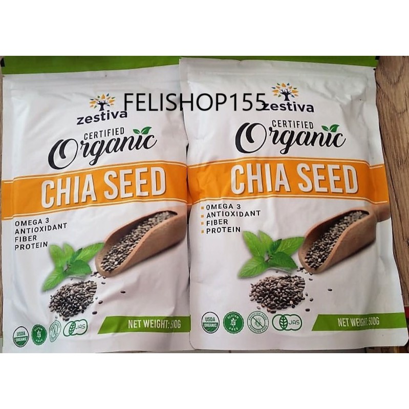 

Chia Seed Organic 500G (Zestiva) - Organik Oleh USDA Dan JAS Sertifikasi