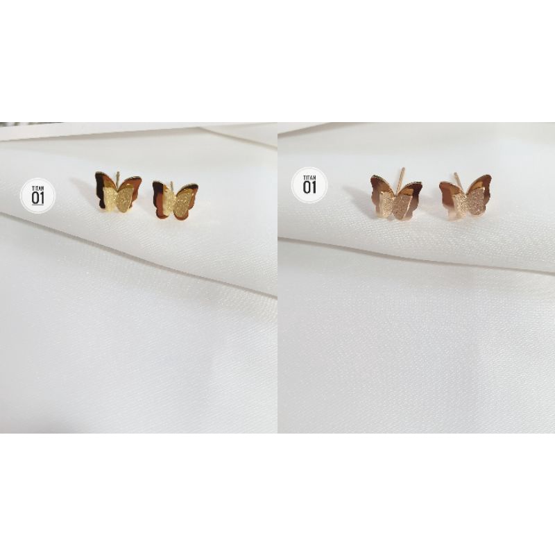 Anting Tusuk Termurah Butterfly Titanium Gold Dan Rosegold N04082101