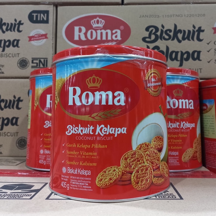 Karton Roma Biskuit Kelapa Kaleng 405gr