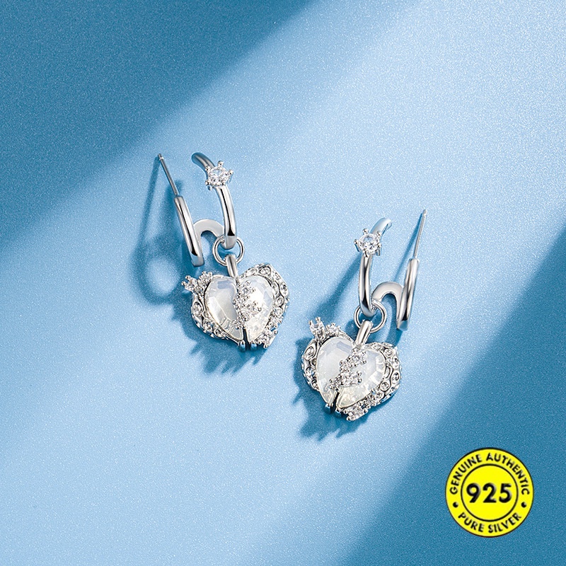 Kalung S925 Silver Zircon Bentuk Hati Tahan Air Untuk Wanita