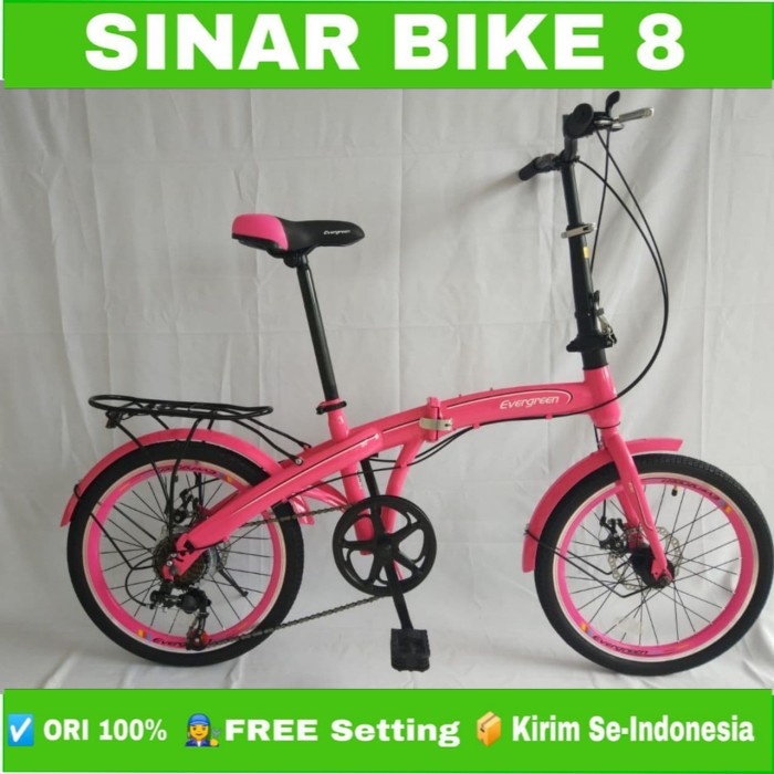 Sepeda Lipat EVERGREEN Ukuran 20 Inch Double Cakram 7 Speed Shimano