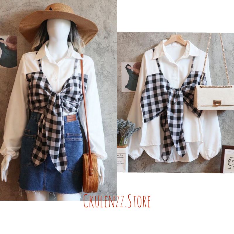 RUBY TOP ATASAN BLOUSE MIX TARTAN