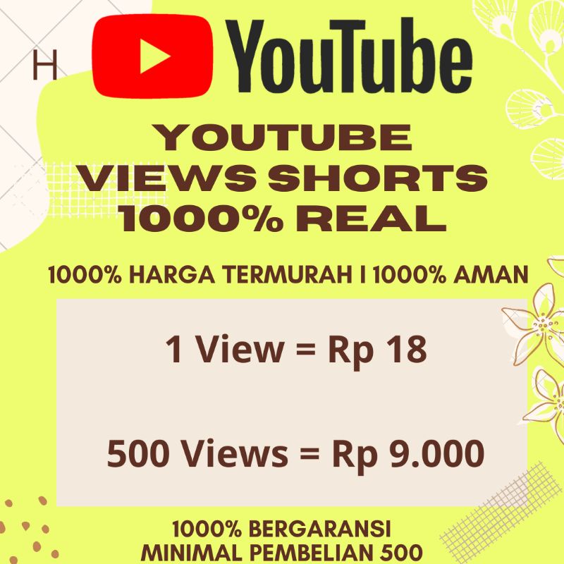 [PROMO] VIEW YOUTUBE SHORTS SHORTS VIEW VIEWS REAL AKTIF GARANSI MURAH PERMANEN NON DROP