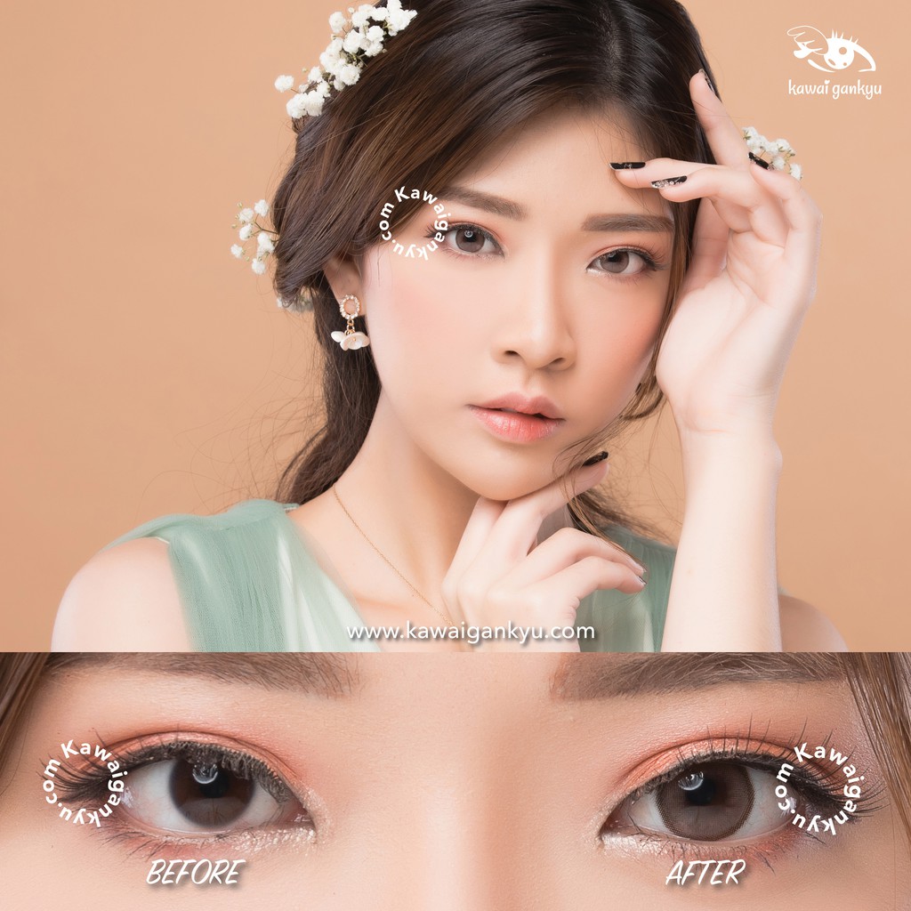 Kawai Gankyu softlens New Puffy dulcis lilia brown (1botol)