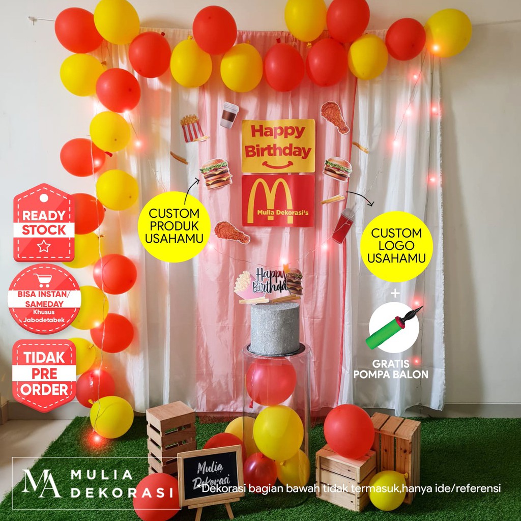 Paket Dekorasi Backdrop Viral Custom Bisnis Produk Logo Usaha Kekinian