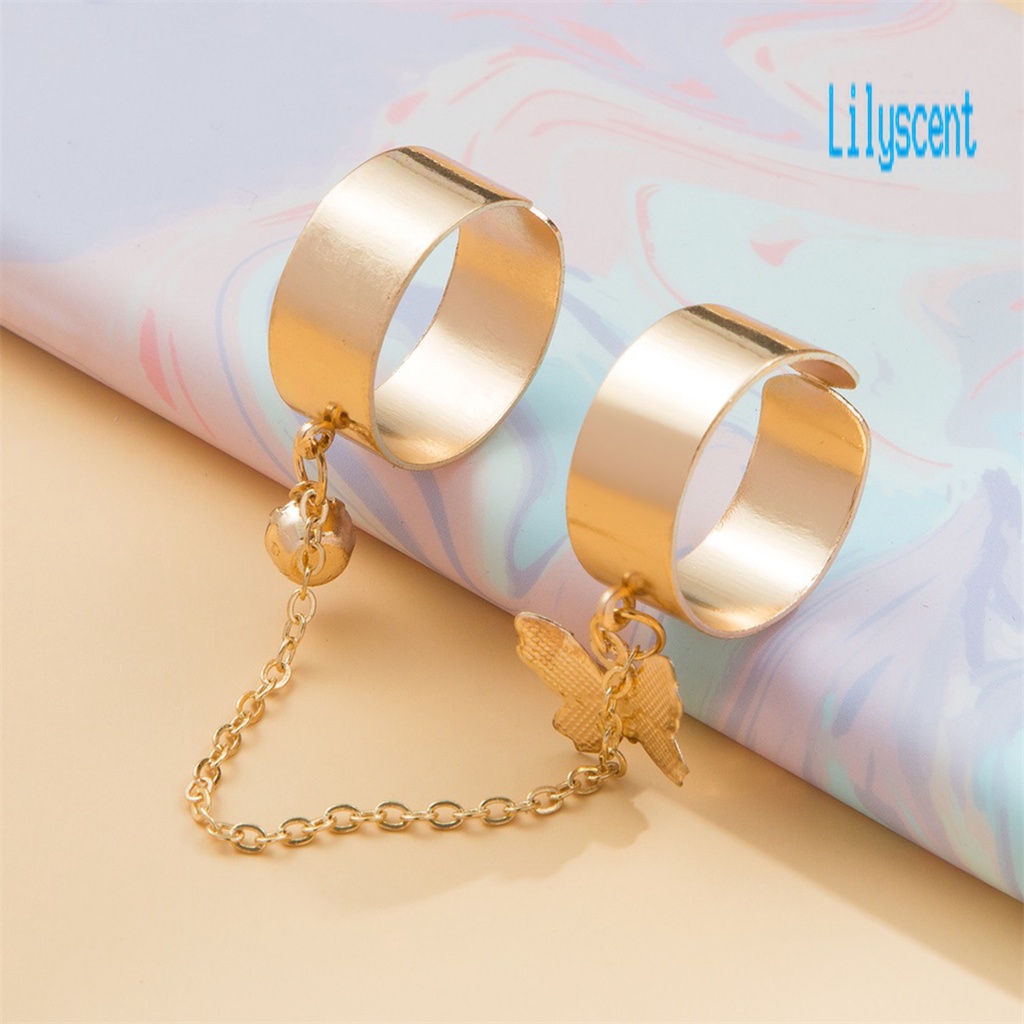 Lily 1 Set Cincin Rantai Artistik Bahan Alloy Untuk Wanita