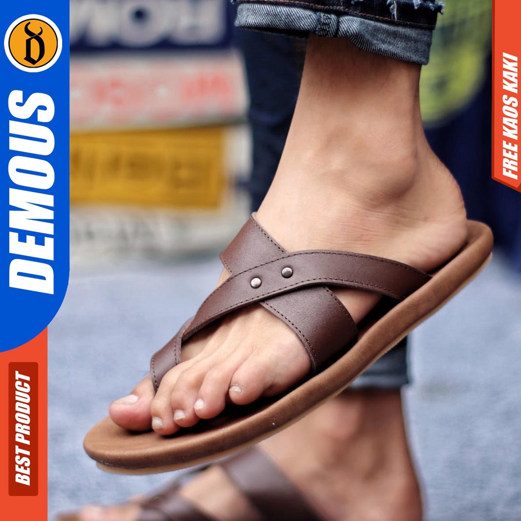 DEMOUS WIROS Sandal Jepit Kulit Asli