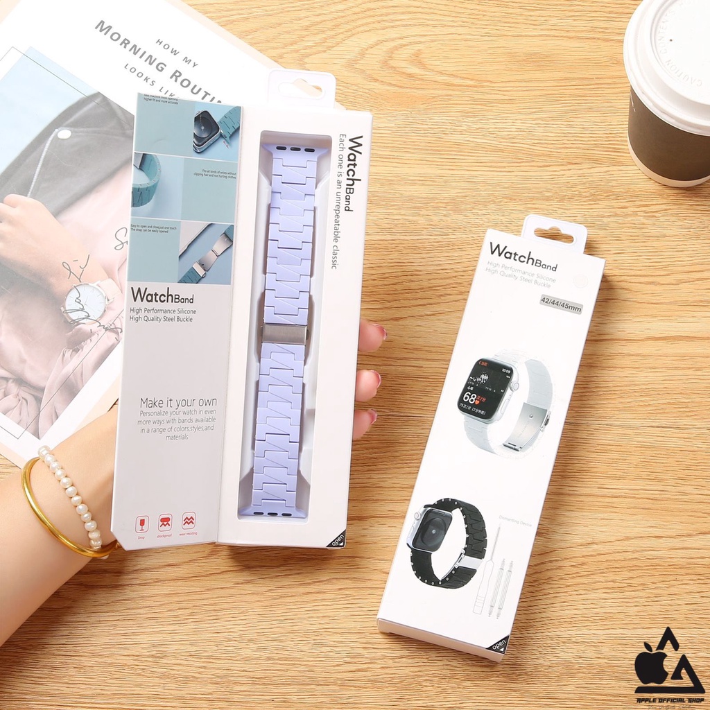 Premium Strap Apple Watch Band Model Rantai Link Bracelet 49MM 45mm 41mm 44mm 40mm 42mm 38mm Series 1 2 3 4 5 6 7 SE Tali Sport Band Strap iWatch Jam Tangan Model Rantai Stainless Steel Smart Watch Silicone Silikon Rubber Case