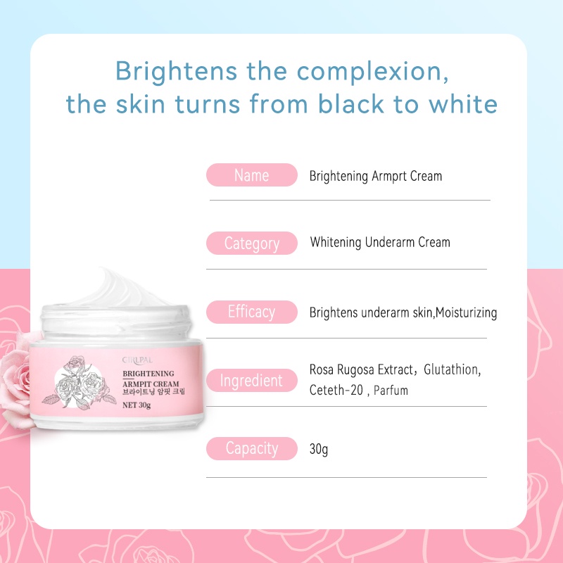 BFS004 Girlpal Brightening Armpit Cream Rose Underarm Whitening Brighty ​Krim Pemutih Pencerah Ketiak Jakarta