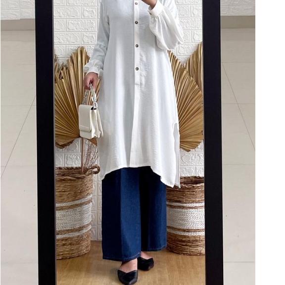Tunik Crinkle Jaleela Atasan Wanita Casual Tunic Basic Polos Airflow Tunik Muslim Kekinian 향