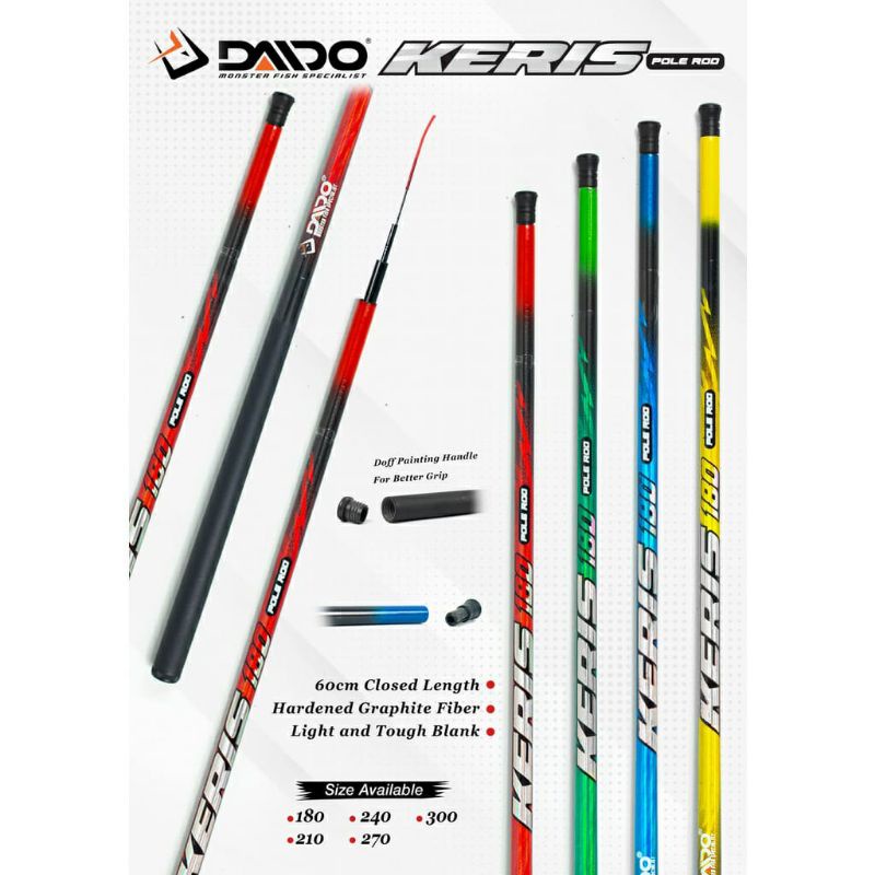 TEGEK DAIDO KERIS POLE ROD FIBER 180/210/240/270/300cm
