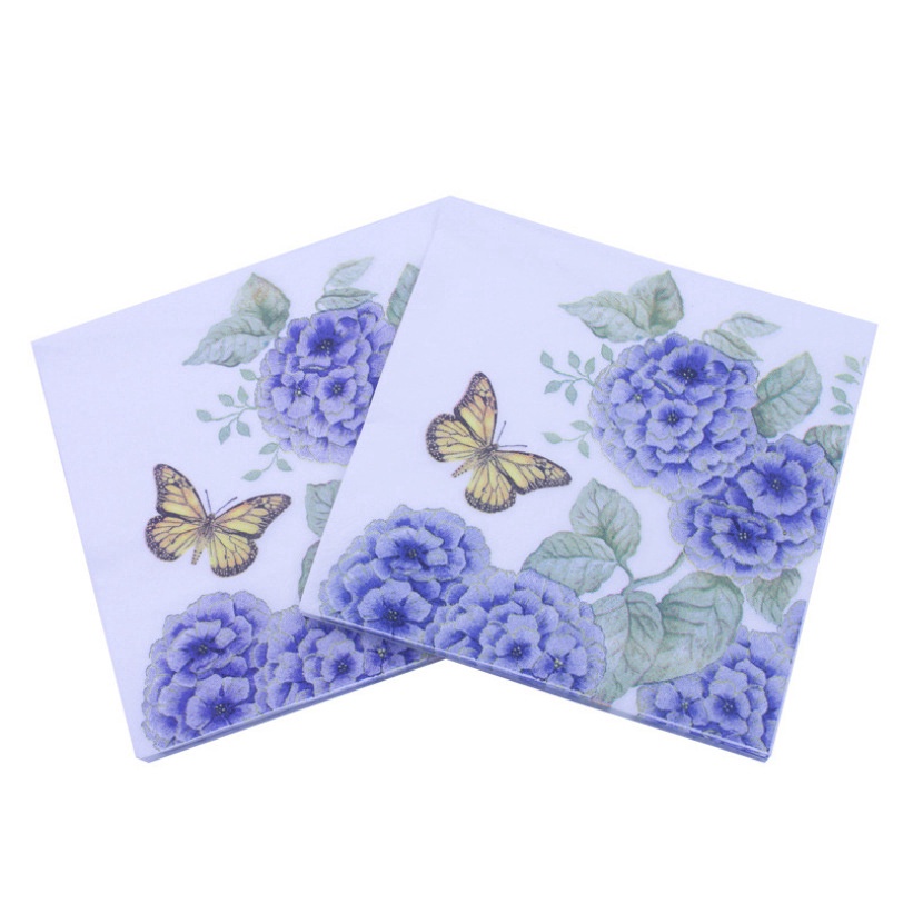 Butterfly Paper Napkins with Plant Flower for Party Decoration Tissue 20pcs/pack