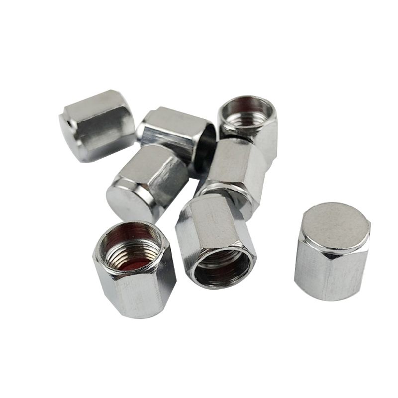 Cre 8pcs / Set Tutup Pentil Ban Heksagonal Bahan Aluminum Warna Silver