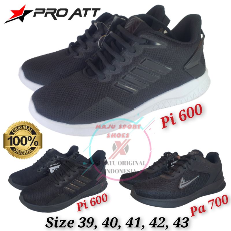 PRO ATT PA 700 / PRO ATT PI 600 / PRO ATT PCW - SEPATU SEKOLAH TALI PRO ATT HITAM POLOS HITAM PUTIH