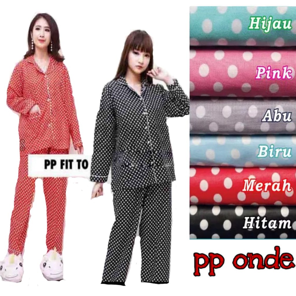 Dtree . baju tidur piyama dewasa pp motif polkadot / dottie katun eropa