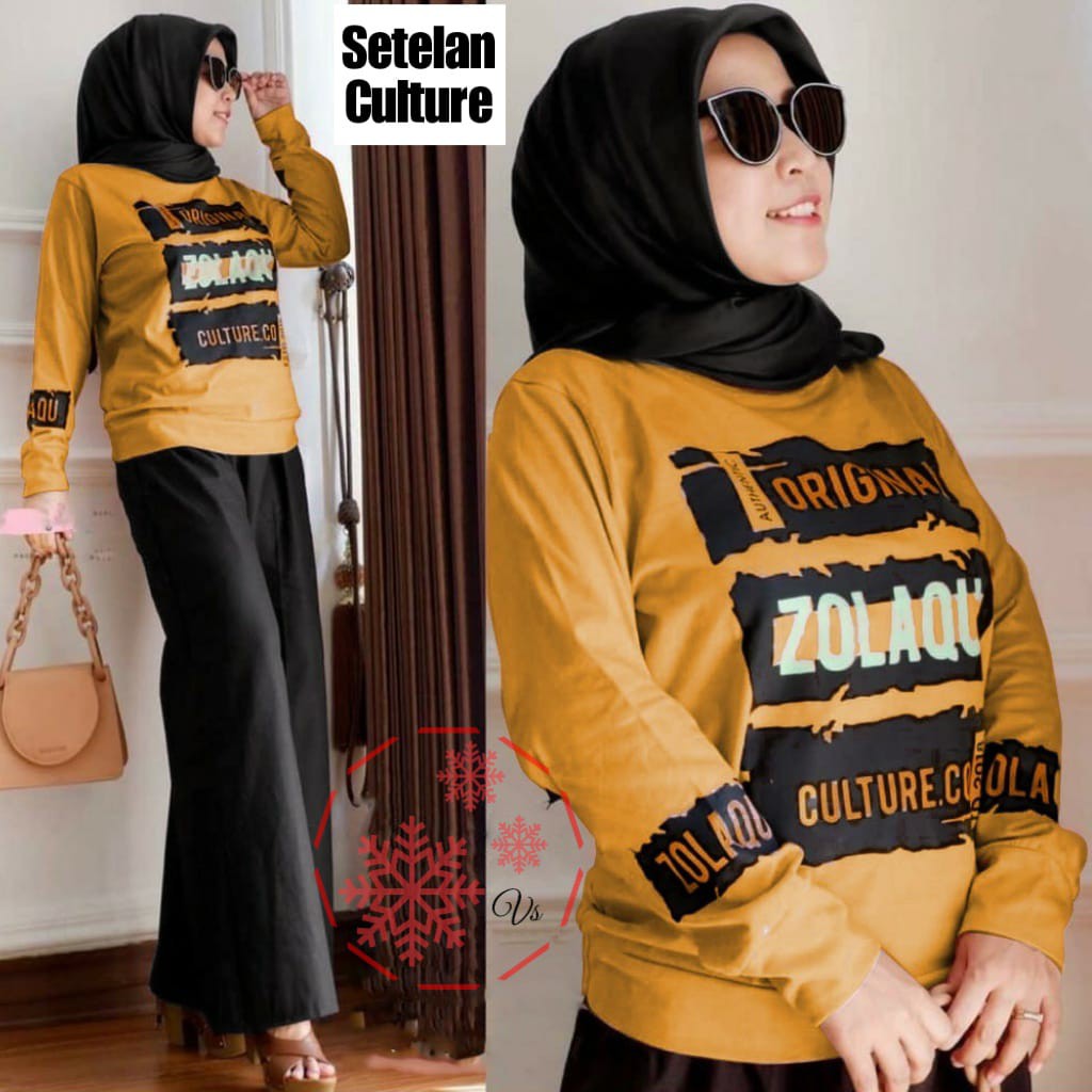 INDOBEST STELAN CULTURE JUMBO LENGAN PANJANG FASHION WANITA / SET SWEATER OLAHRAGA