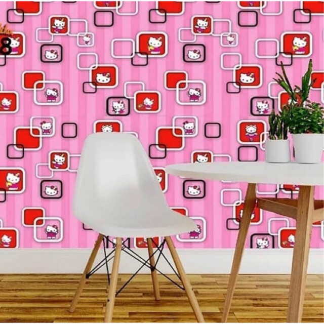 Wallpaper Sticker HELLO KITTY KOTAK PINK 3D