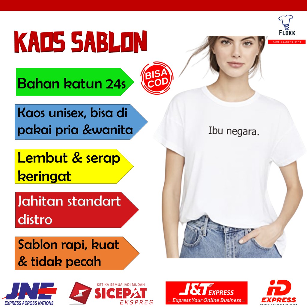 Baju kaos oversize wanita pria distro jumbo lengan panjang dan pendek keren murah ibu negara