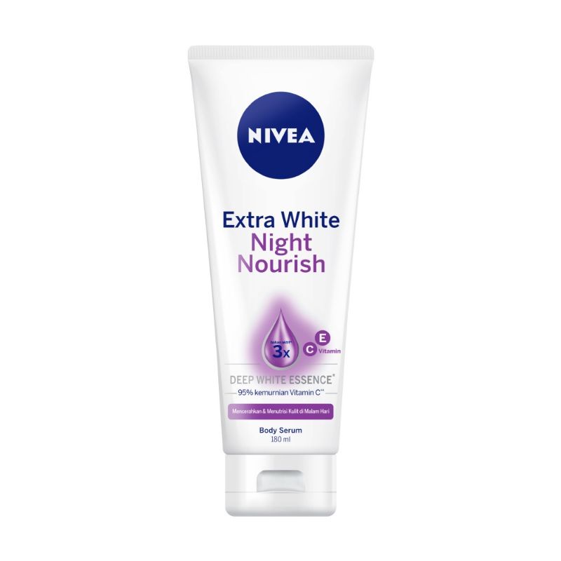 NIVEA EXTRA WHITE BODY SERUM  NIGHT NOURISH 180ML | NIVEA BODY LOTION MALAM | NIVEA HAND & BODY SERU