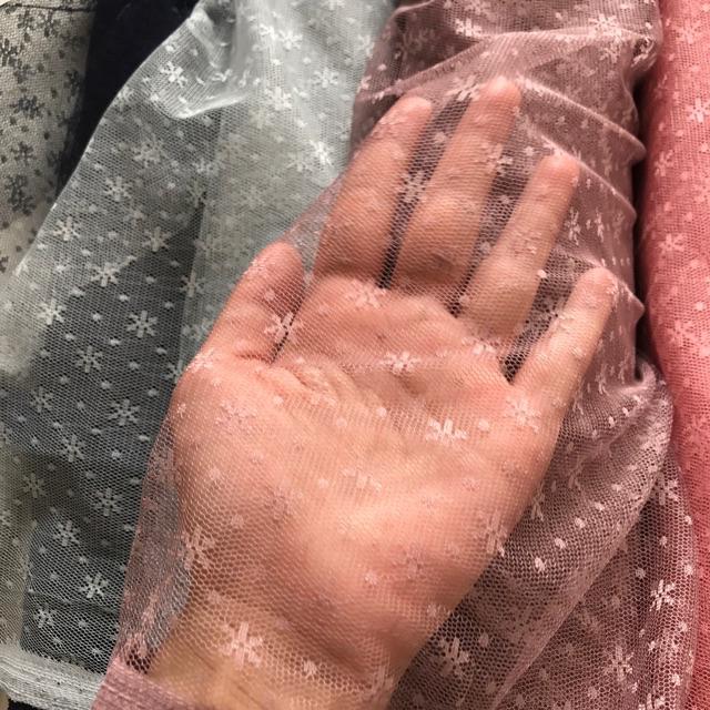 Kain Tile Salju Bintang Tille Dot TULLE SNOW FLAKES Kain Kebaya Brokat Tile-Milo