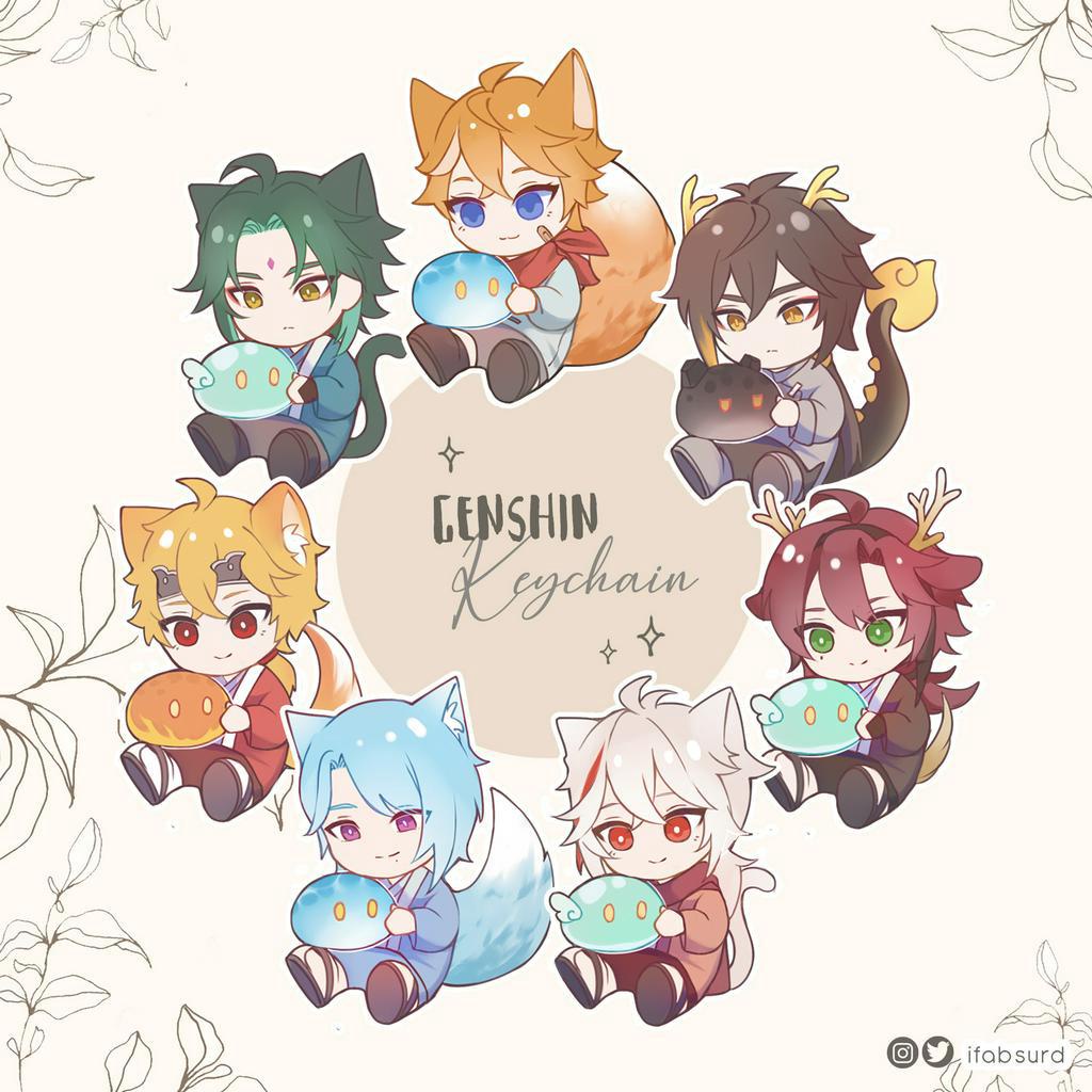 Genshin Impact Keychain - Slime series / Zhongli Childe Kazuha Alhaitam Kaveh