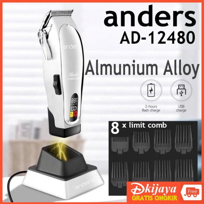 ANDERS 12480 Original Alat Cukur Rambut Hair Clipper Full Metal Cukuran AD12480 AD12480