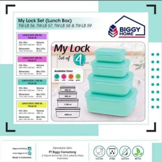 Kotak My Lock Set (8 pcs) of 4set Tebal Tempat Makanan / Tempat Bumbu / Toples Plastik / Lunch Box