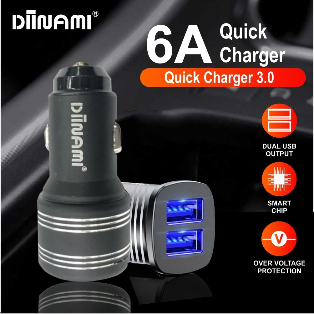 BM077 Saver Cashan mobil original DIINAMI C16 dual usb qualcom 6A Samsung oppo xiaomi iPhone Vivo realme I