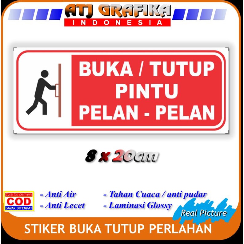 

stiker buka tutup pintu pelan pelan sticker pintu kaca toko kantor rumah Anti pecah